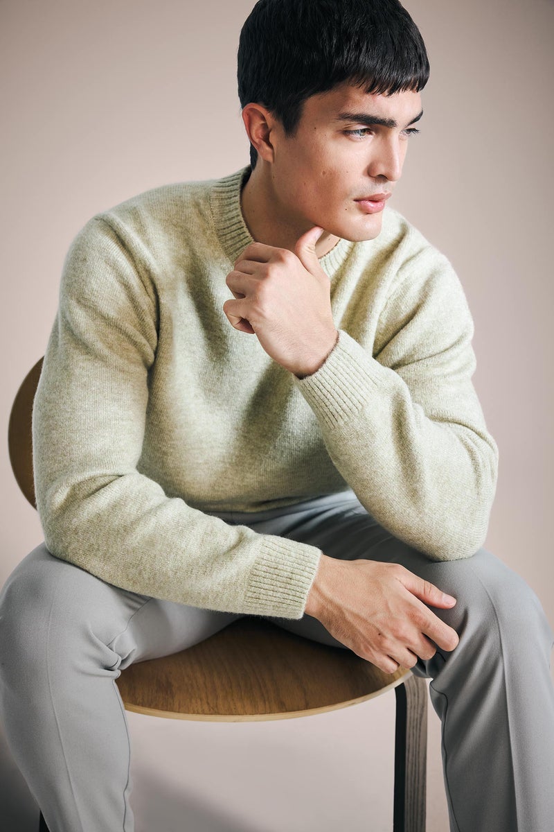 DeFacto Green Man Relax Fit Crew Neck Knitwear Pullover Casual - Image 1